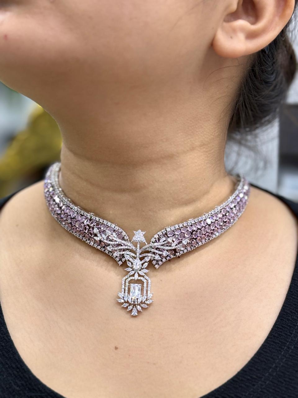 iNVISIBLE  SETTING CZ HASLI IN  BLUSH PINK FOR WOMEN