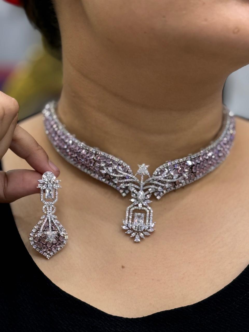 iNVISIBLE  SETTING CZ HASLI IN  BLUSH PINK FOR WOMEN