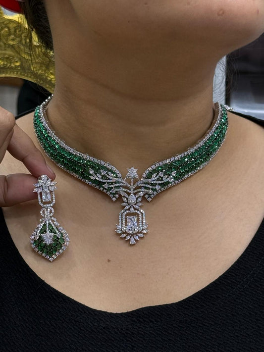 iNVISIBLE  SETTING CZ HASLI IN  EMERALD GREEN FOR WOMEN