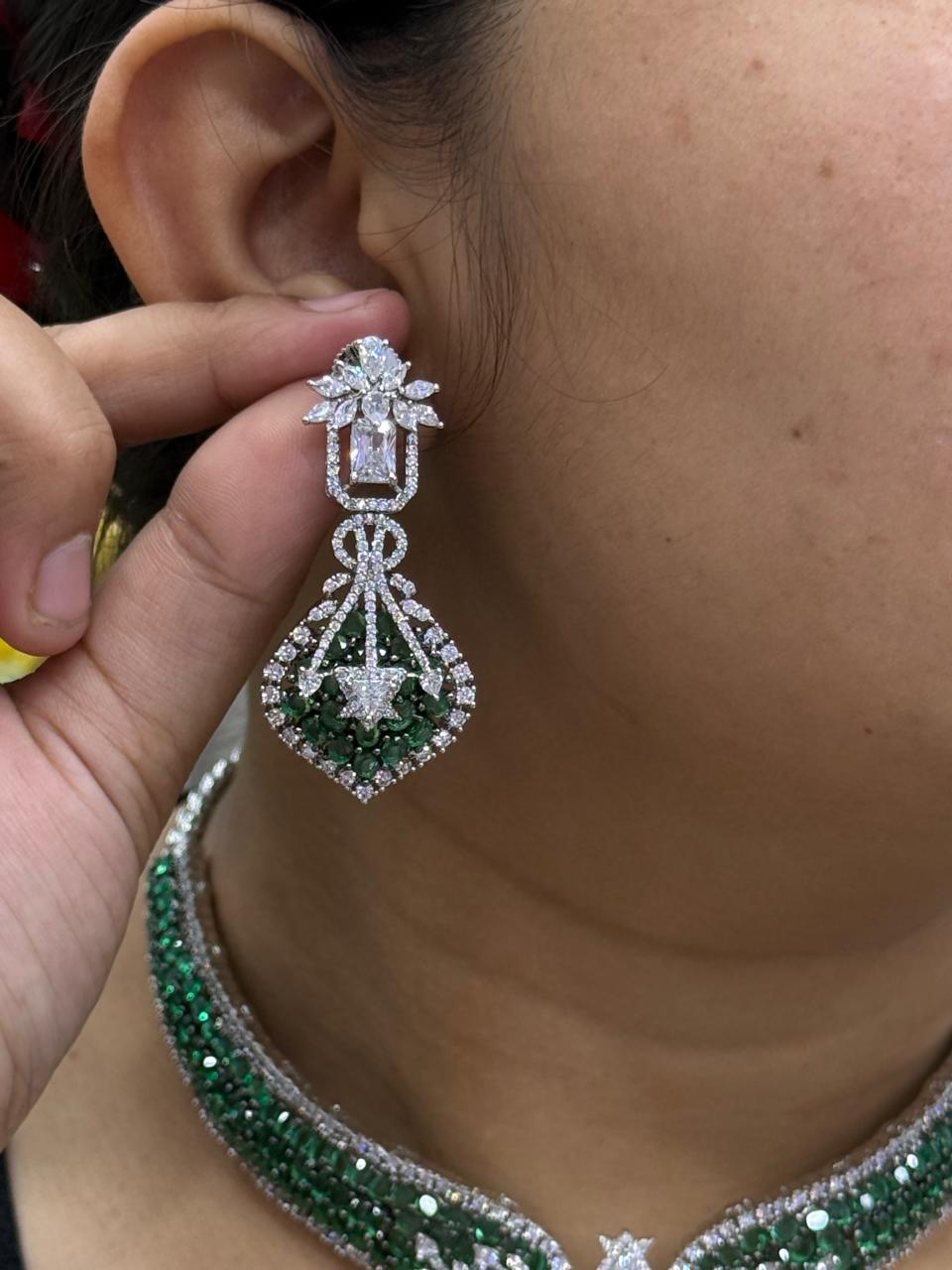 iNVISIBLE  SETTING CZ HASLI IN  EMERALD GREEN FOR WOMEN