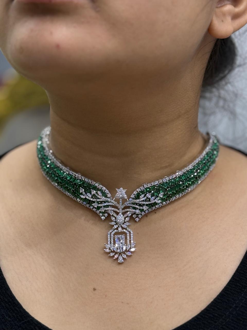 iNVISIBLE  SETTING CZ HASLI IN  EMERALD GREEN FOR WOMEN