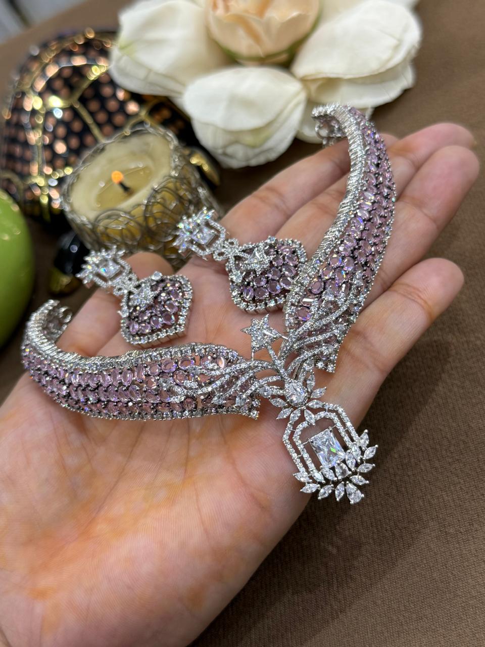 iNVISIBLE  SETTING CZ HASLI IN  BLUSH PINK FOR WOMEN