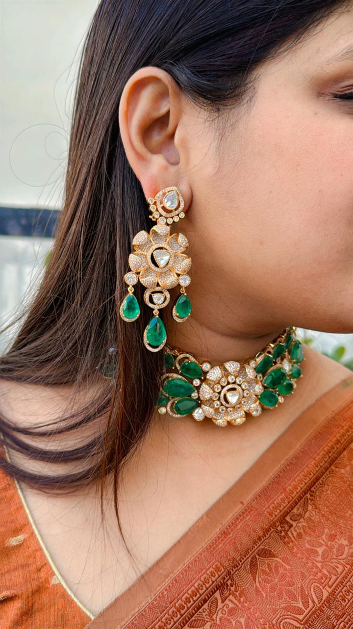 Mossanite semi briadal with doublet stones with small cz for women