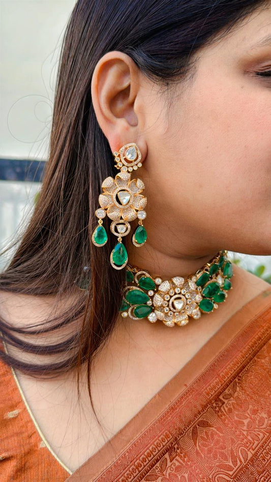 Mossanite semi briadal with doublet stones with small cz for women