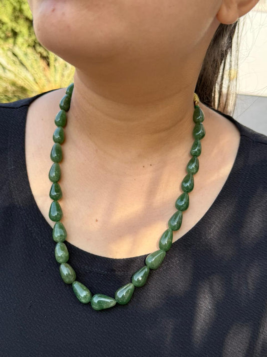green jade cone shape one layar mala for woman