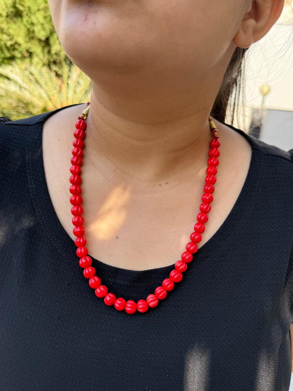 pumpkin beads one layar mala for woman