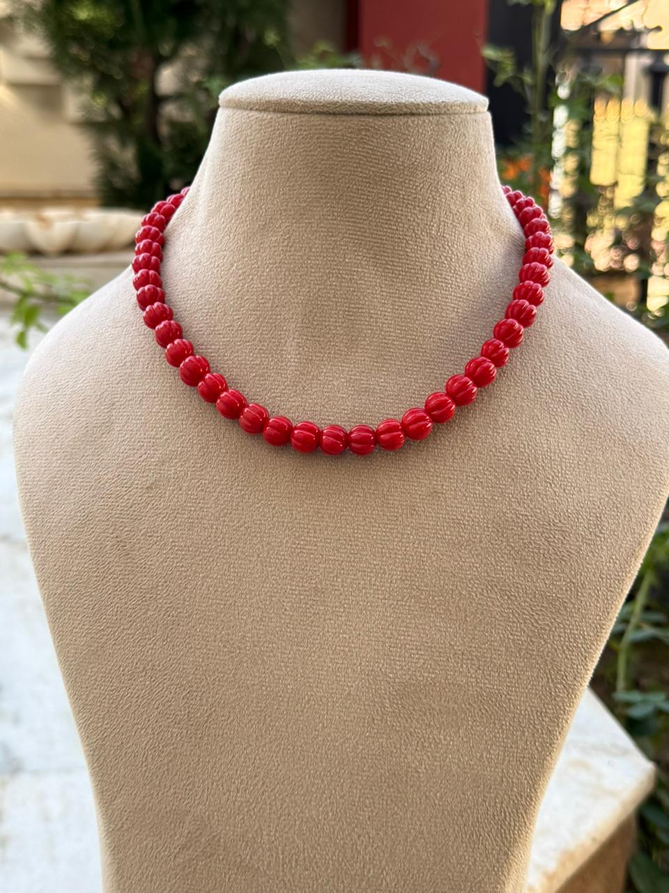 pumpkin beads one layar mala for woman