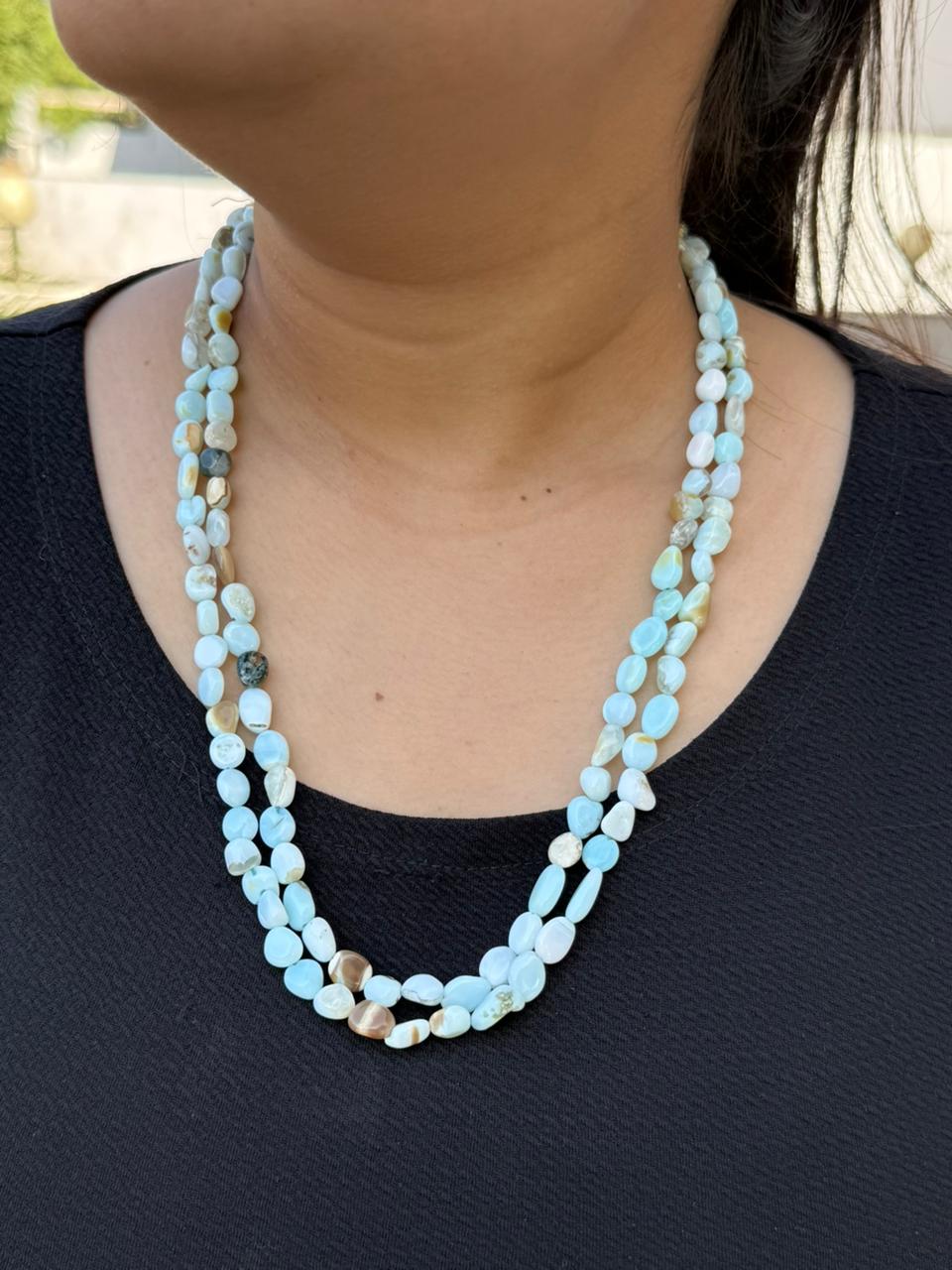 peruvian opal nuggets two layar mala for woman