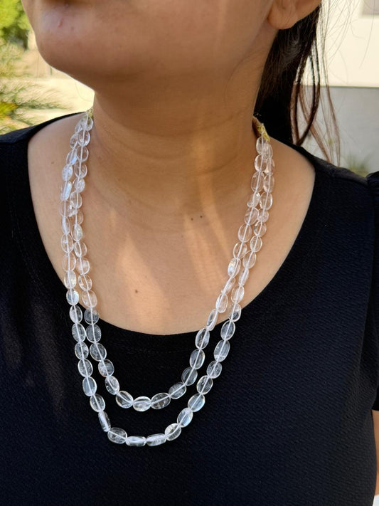 crystal pearl two layar mala for woman