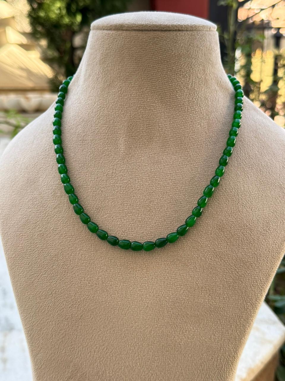 monalisa green beads one layar mala for woman