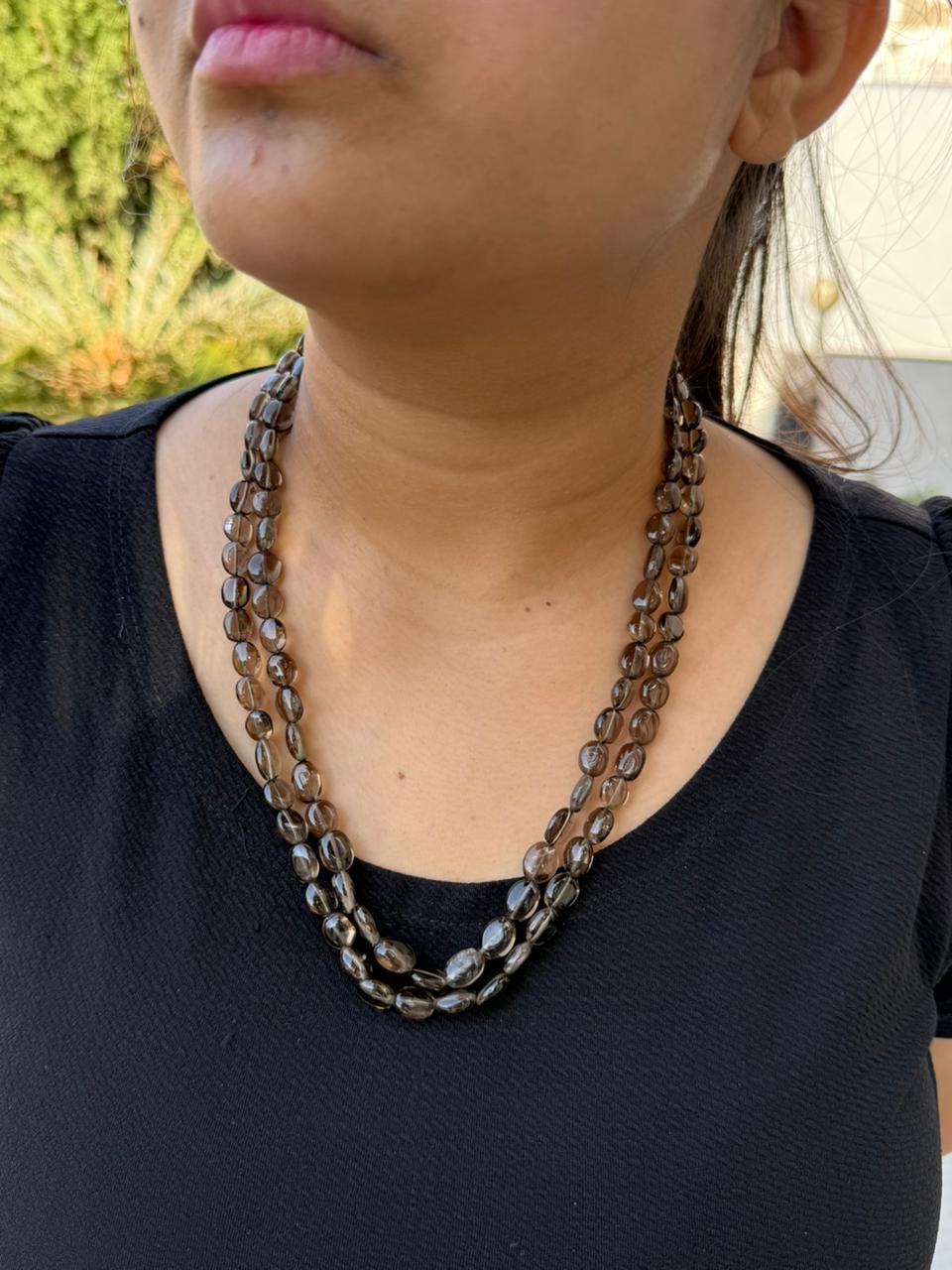 smoky pearl two layar mala for woman