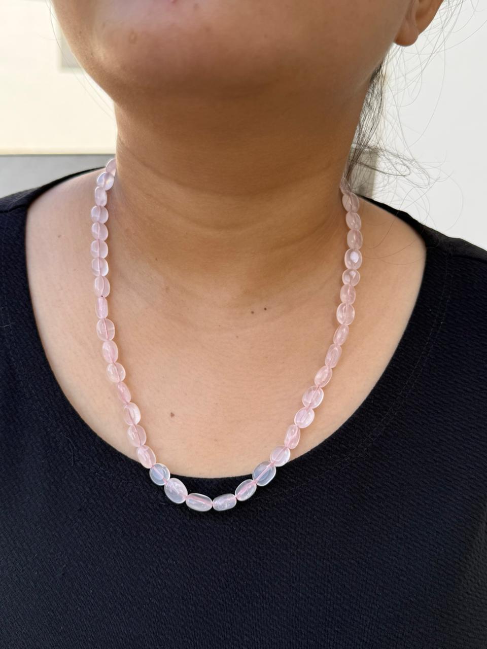 rose quartz one layar mala for woman