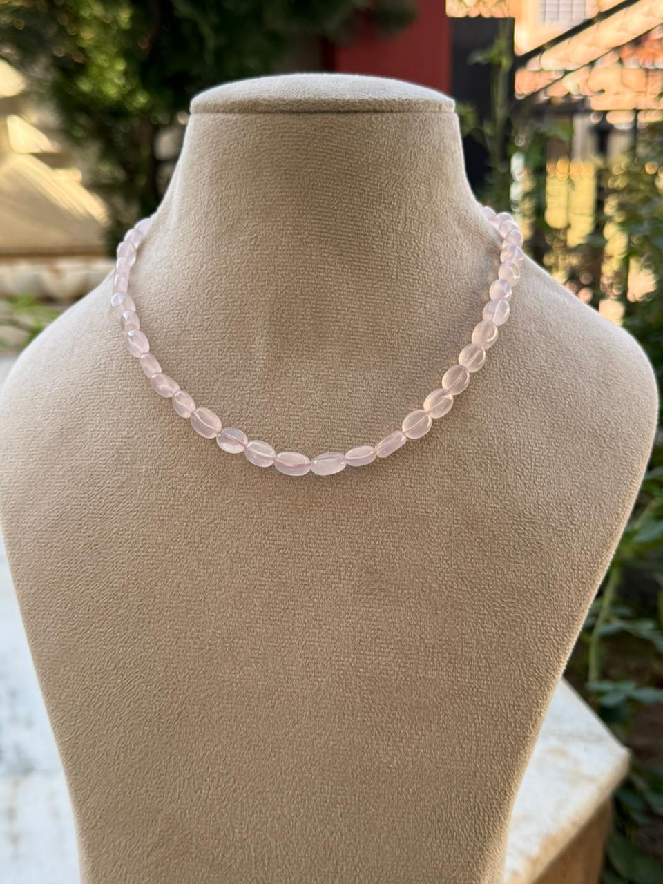 rose quartz one layar mala for woman