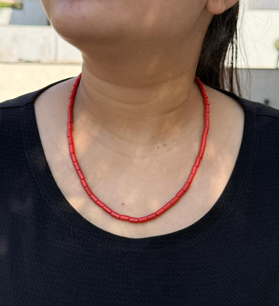 red coral tube one layar mala for woman