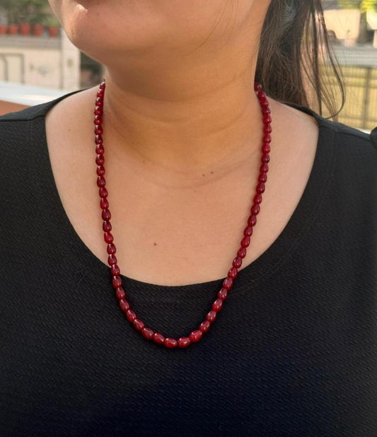 monalisa red beads one layar mala for woman