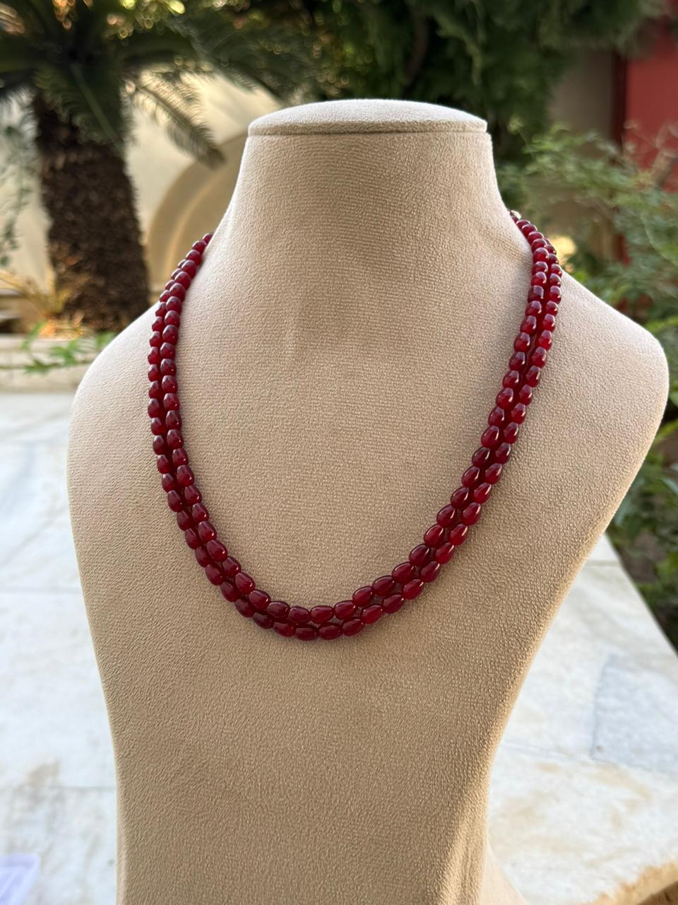 monalisa red beads two layar mala for woman