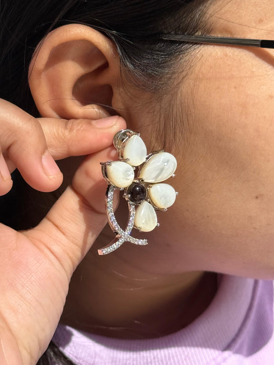 Half Flower With CZ Studs for woman