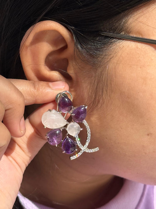 Half Flower With CZ Studs for woman