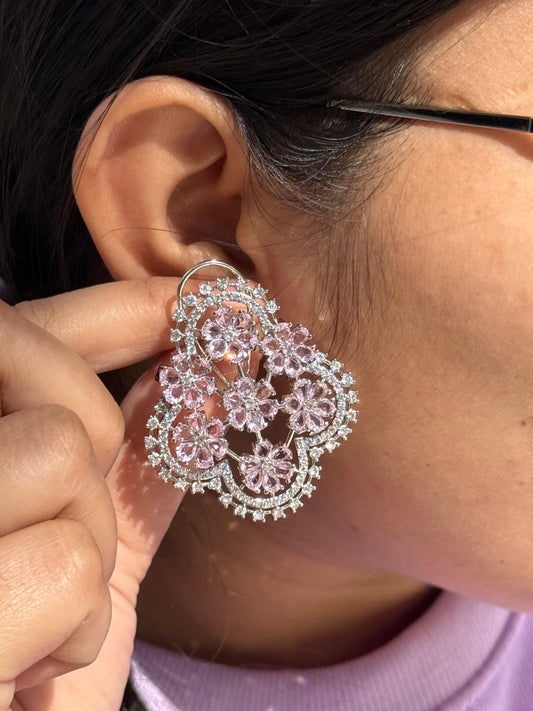 Floral With CZ Studs in pink for woman