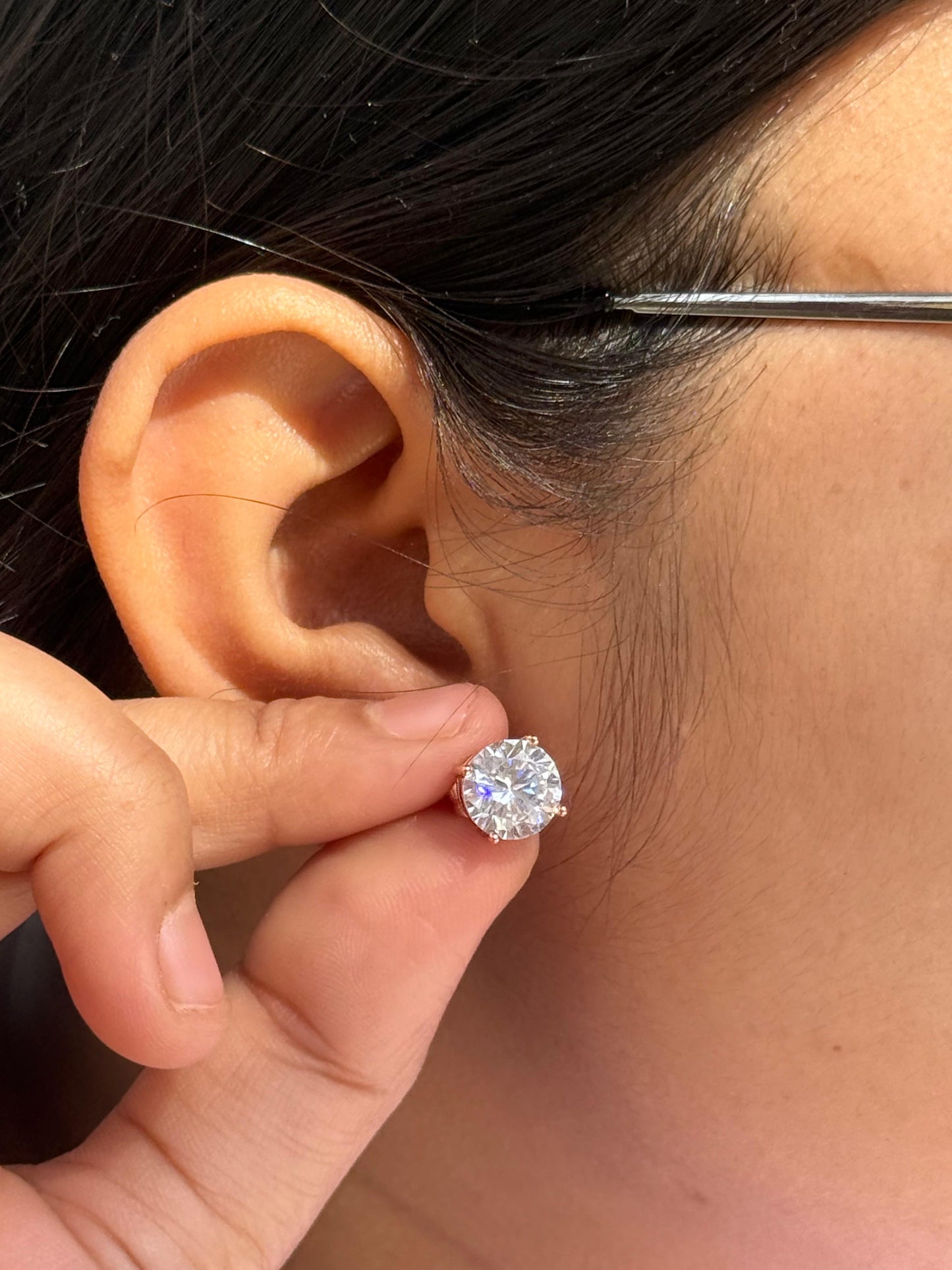 Rose Gold Solitaire Studs for woman
