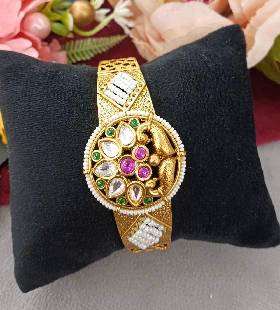 Kundan With Handcuff Bracelet for woman