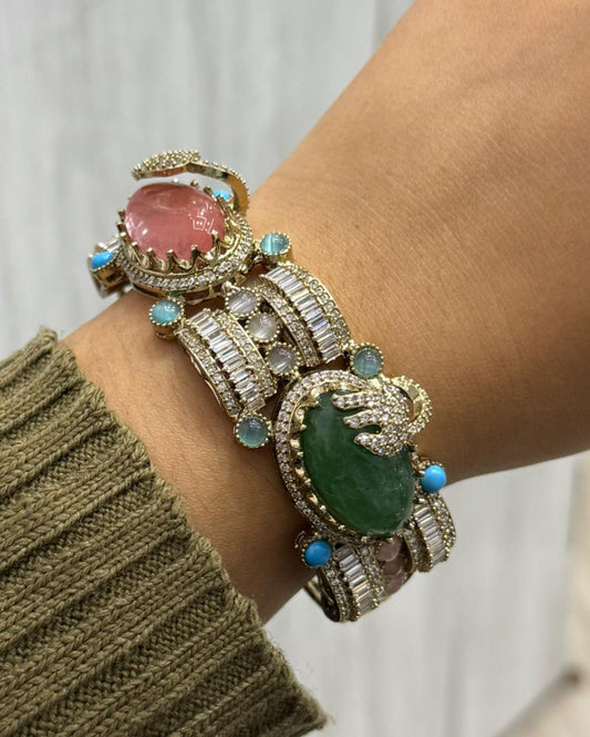 Sabyasachi Inspired With Natural Stone Amd cz Bracelet For women