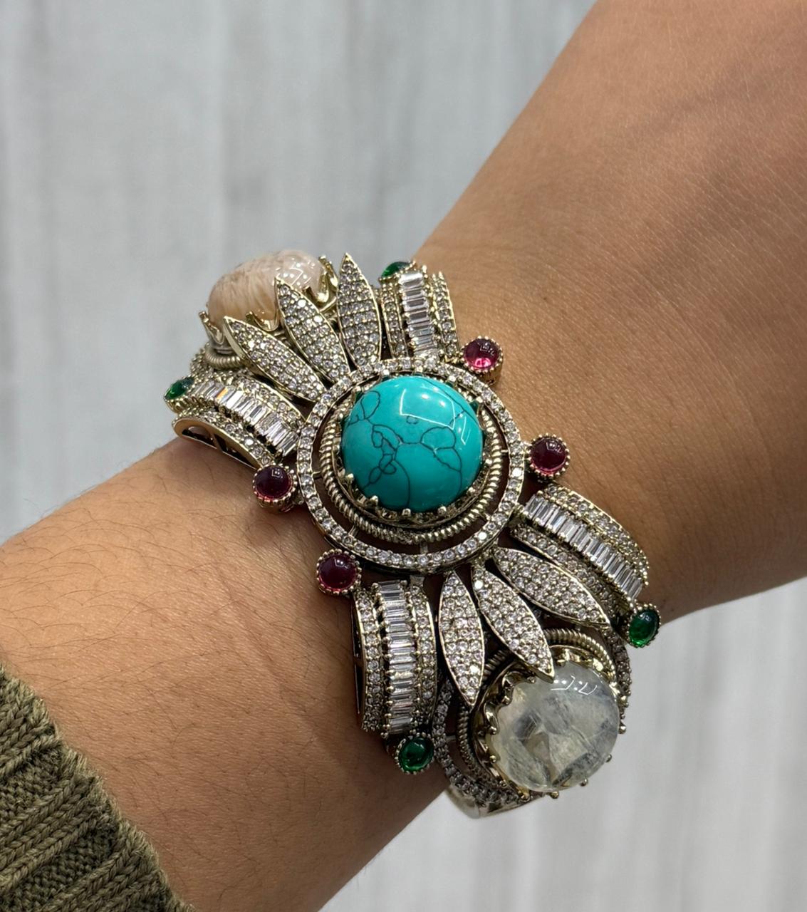 Centre Marble Stone With CZ Sabya Inspired Bracelet For Women
