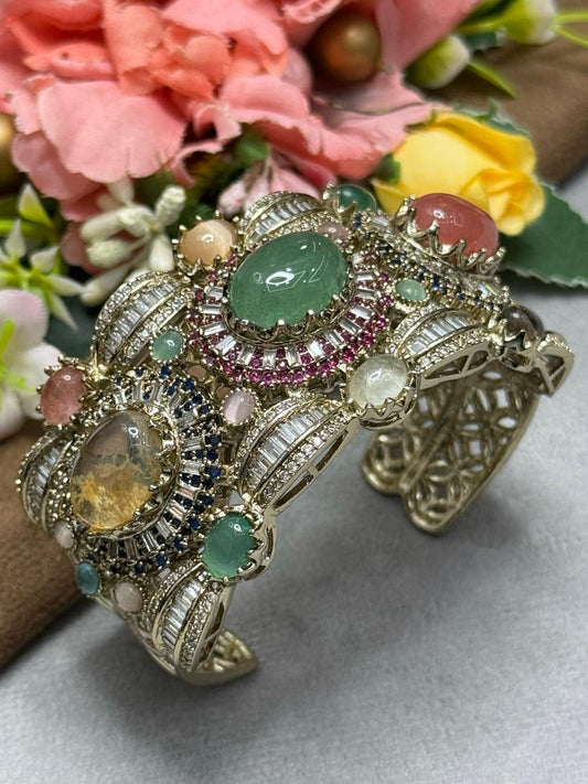 Broad Sabya Inspired Bracelet With Natural Stones