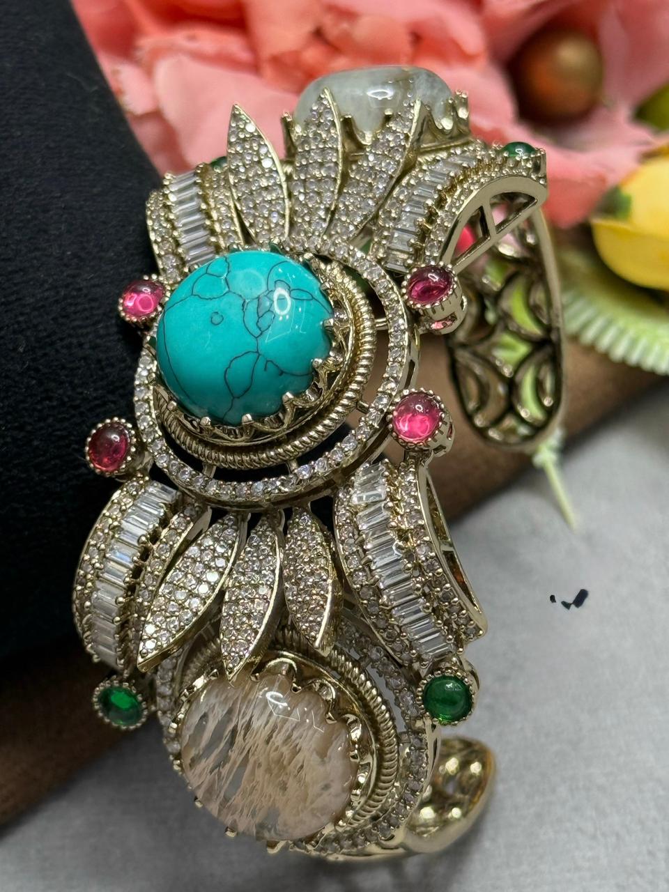 Centre Marble Stone With CZ Sabya Inspired Bracelet For Women