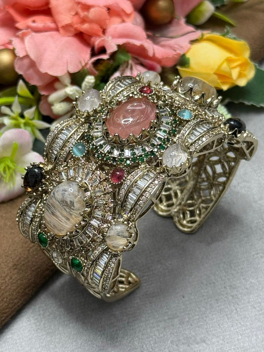 Broad Sabya Inspired Bracelet With Natural Stones