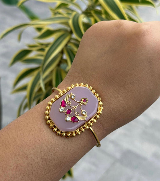 Handmade Pink oval Cuff Bracelet