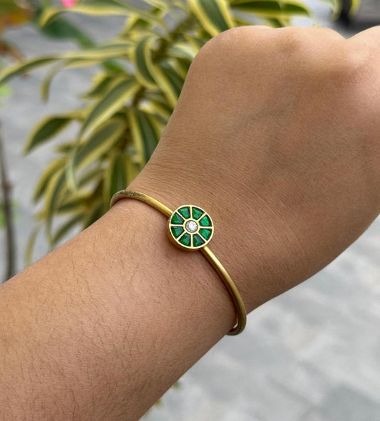 Gold Plated Green Antique Bracelet