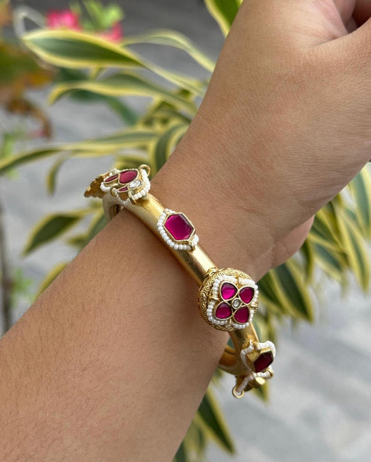 Gold Plated Handmade Ruby Kada