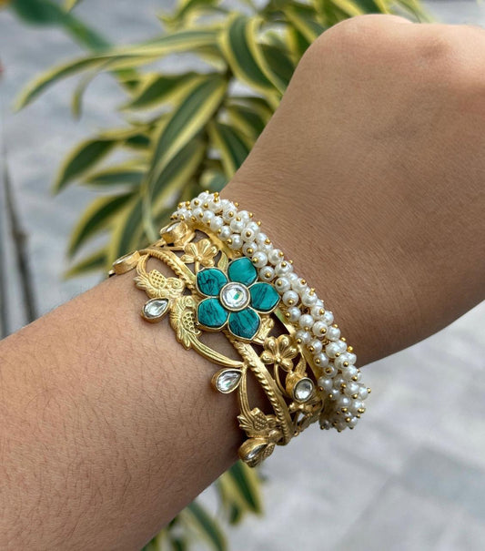 Handmade Firoza Gold Plated Bracelet