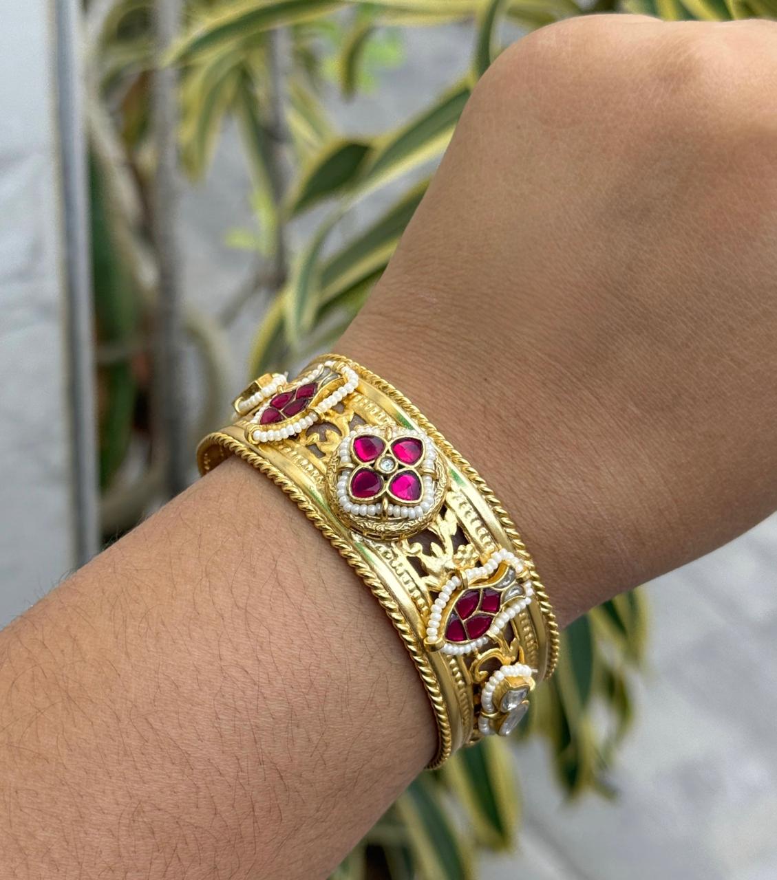 Gold Plated Red Antique Bracelet
