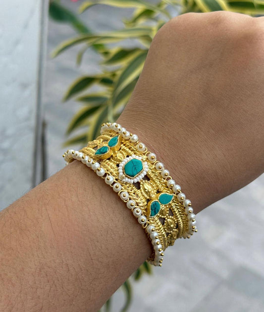 Handmade Turquoise/Firoza Kundan Bracelet