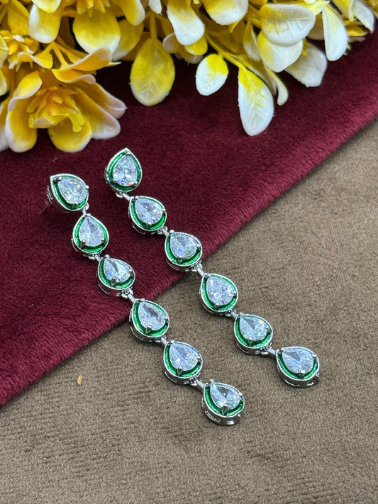 Alia Bhatt Inspired Green Cz Earrings