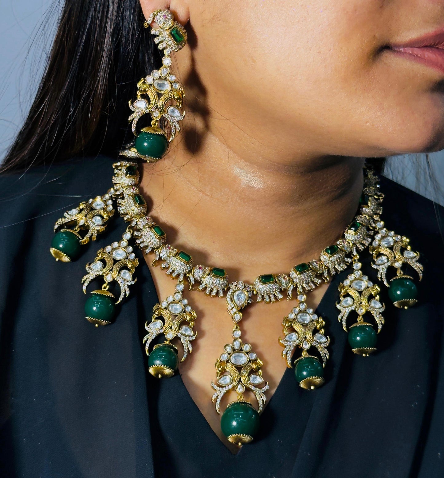 Nita Ambani Inspired Mosanite Kundan Necklace