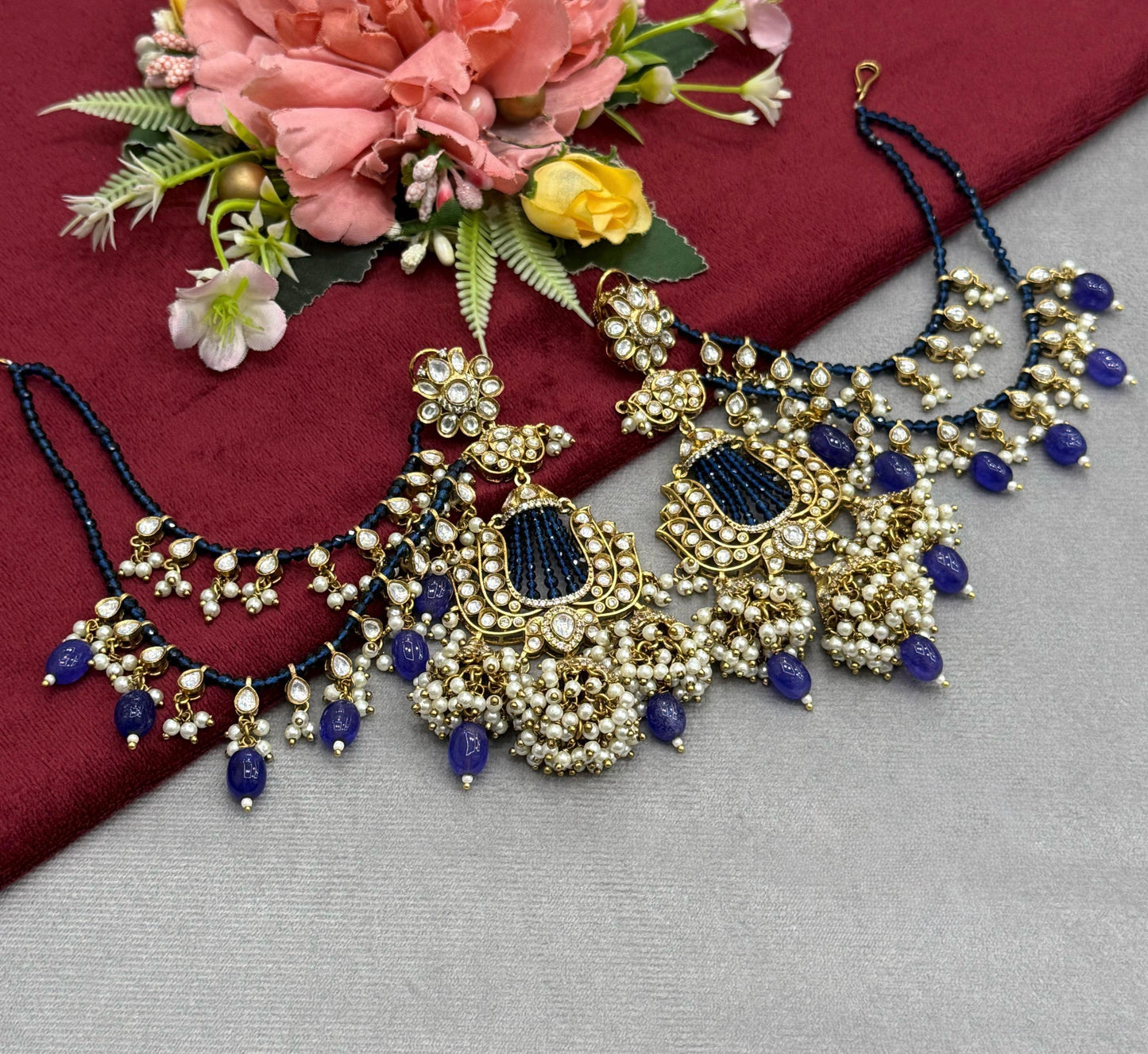 Jhanvi Inspired Beaded Kundan with Kaanchain Earring