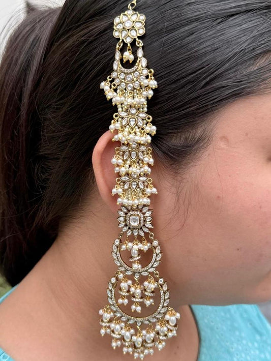 Shanaya Kapoor Inspired Kundan Mosanite Earring With Earchain
