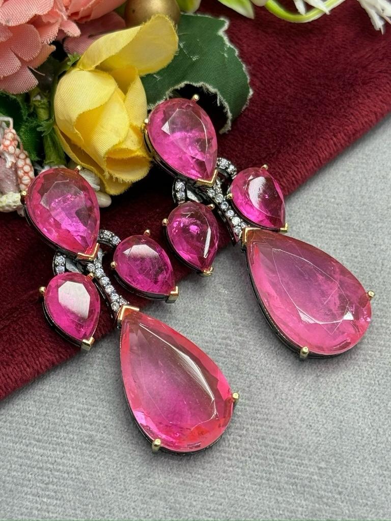 Mural Inspired Doublet Stone Pink Earring