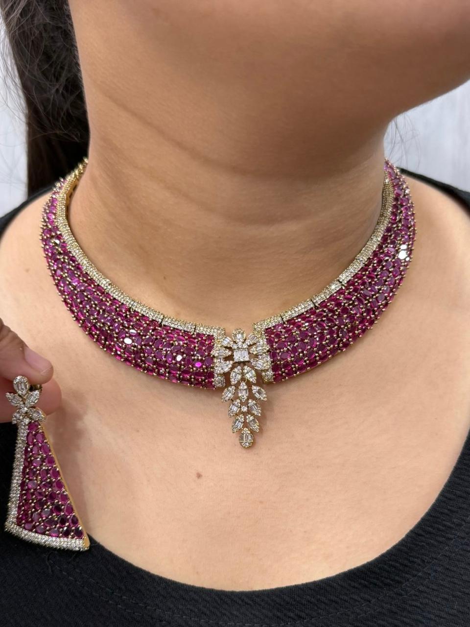 Nano Setting Hasli With Mehandi Polish Necklace