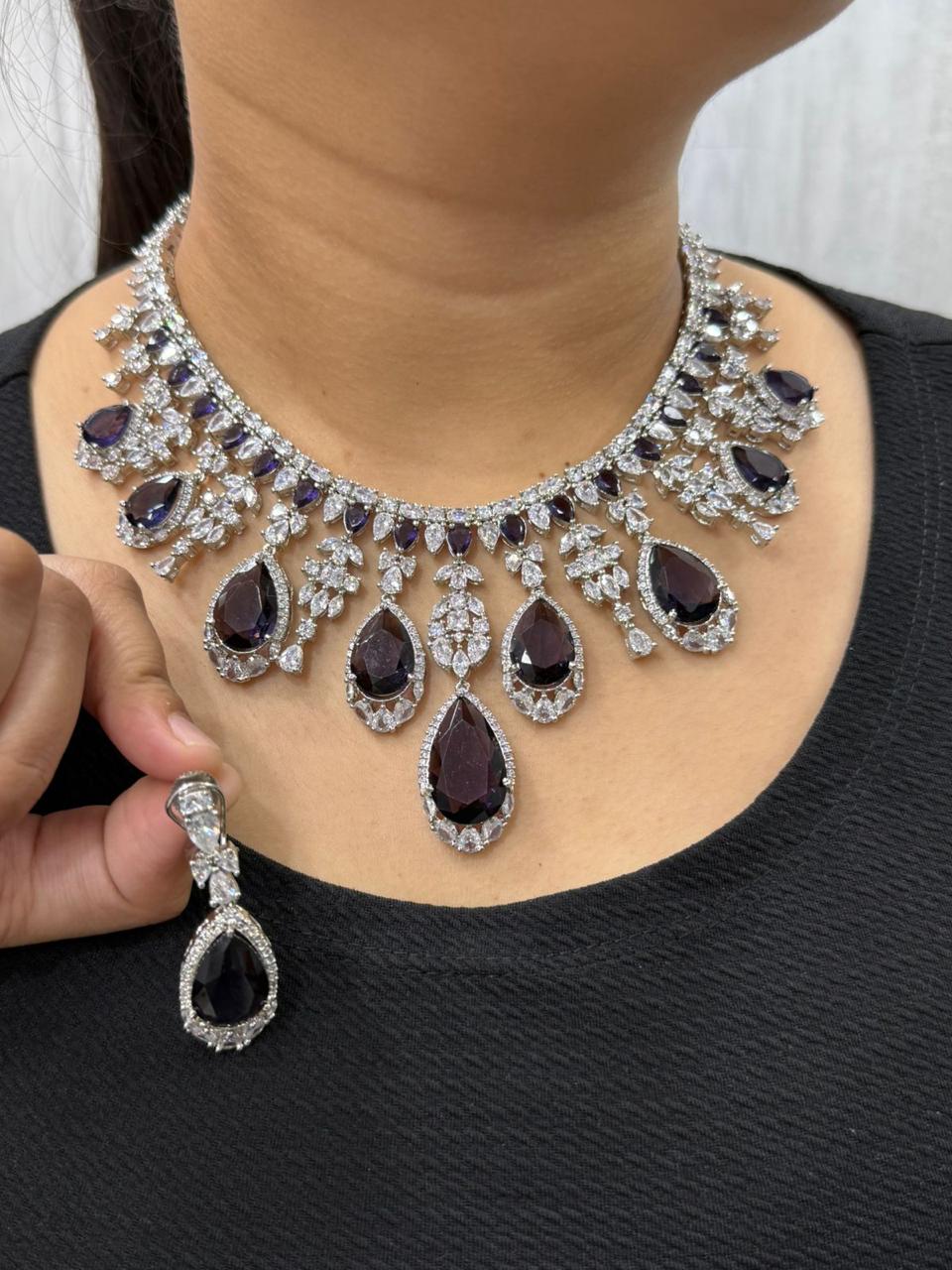 Doublet Stone Amazing CZ Amethist Necklace