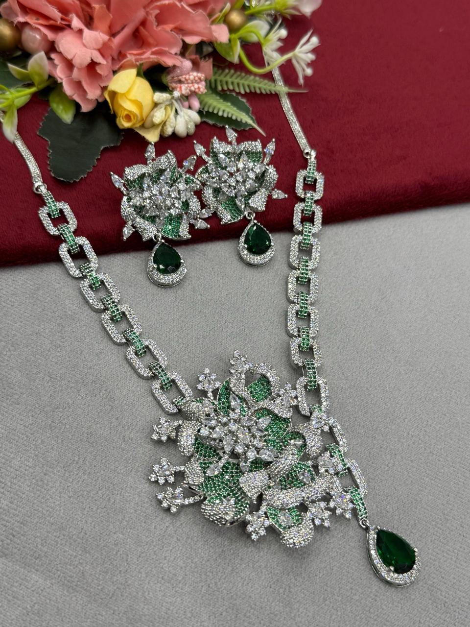 Rose Long Nano Setting CZ Necklace