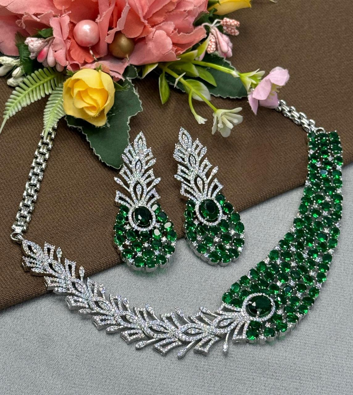 Dual Tone Cz And DoubleT Necklace