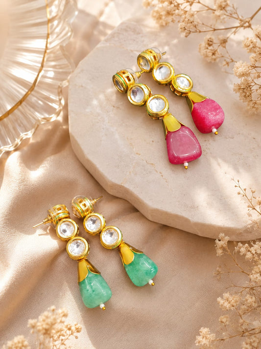 Kundan With Tumbles Earring Of Combos