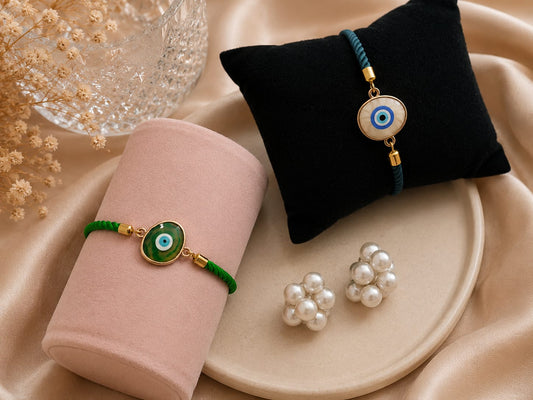 Evil Eye Bracelets Combo With Pearl Cute studs