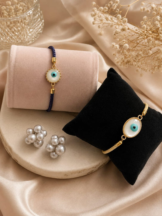 Evil Eye Bracelets Combo With Pearl Cute studs