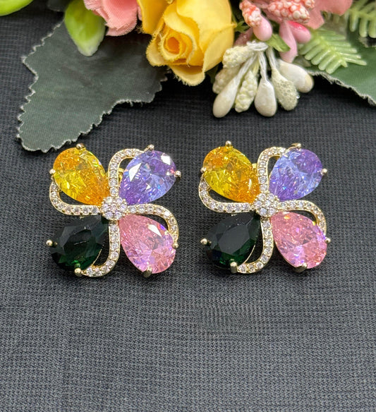 Doublet Stone Studs Colroful For Womens