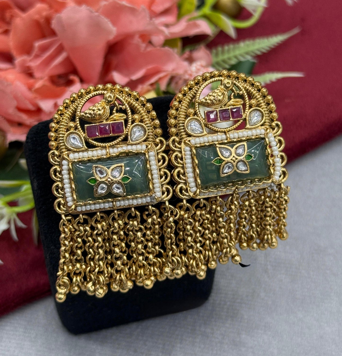 Double Finger With hanging Strings Rajwadi Ring For Women